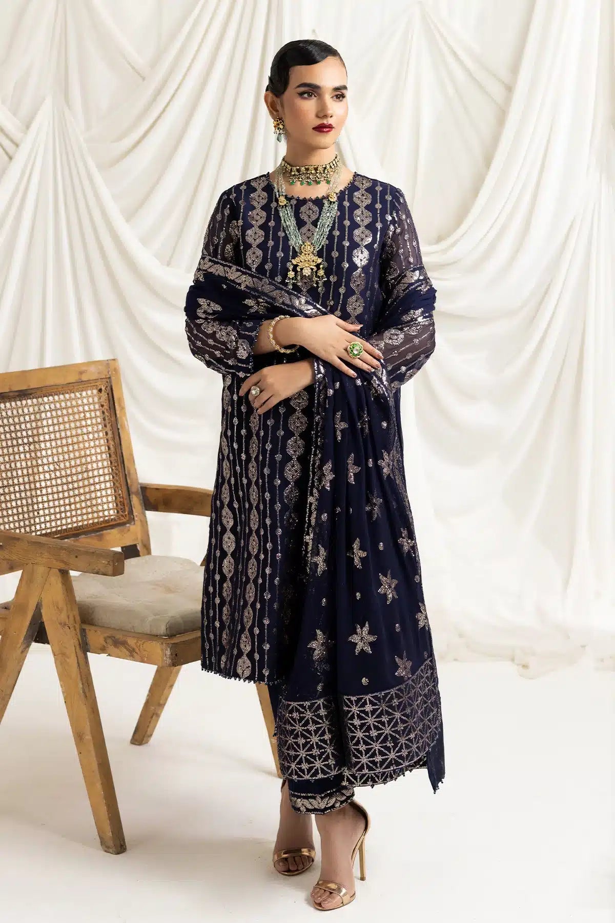Alizeh | Dua Formals 23 | DUA-V02D01A- AIREEN(NAVY BLUE) - House Of Anaya