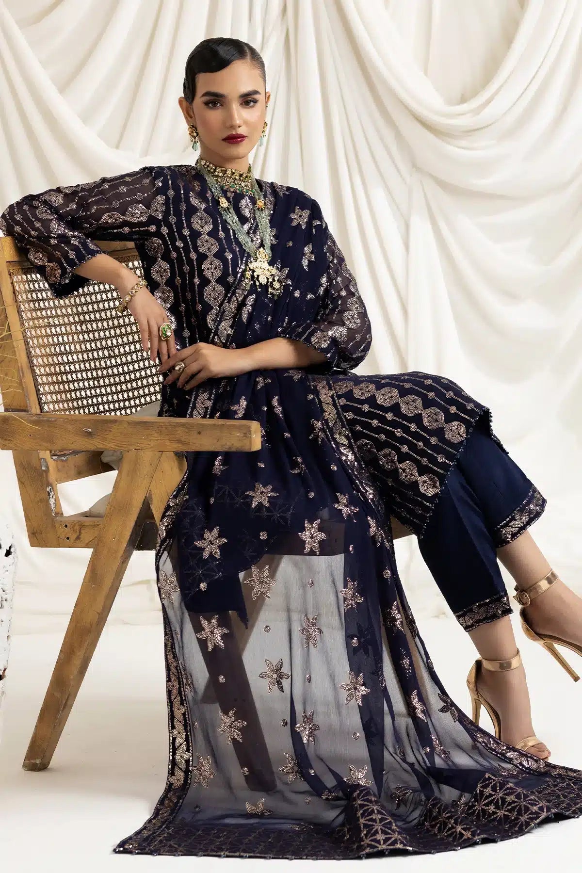 Alizeh | Dua Formals 23 | DUA-V02D01A- AIREEN(NAVY BLUE) - House Of Anaya