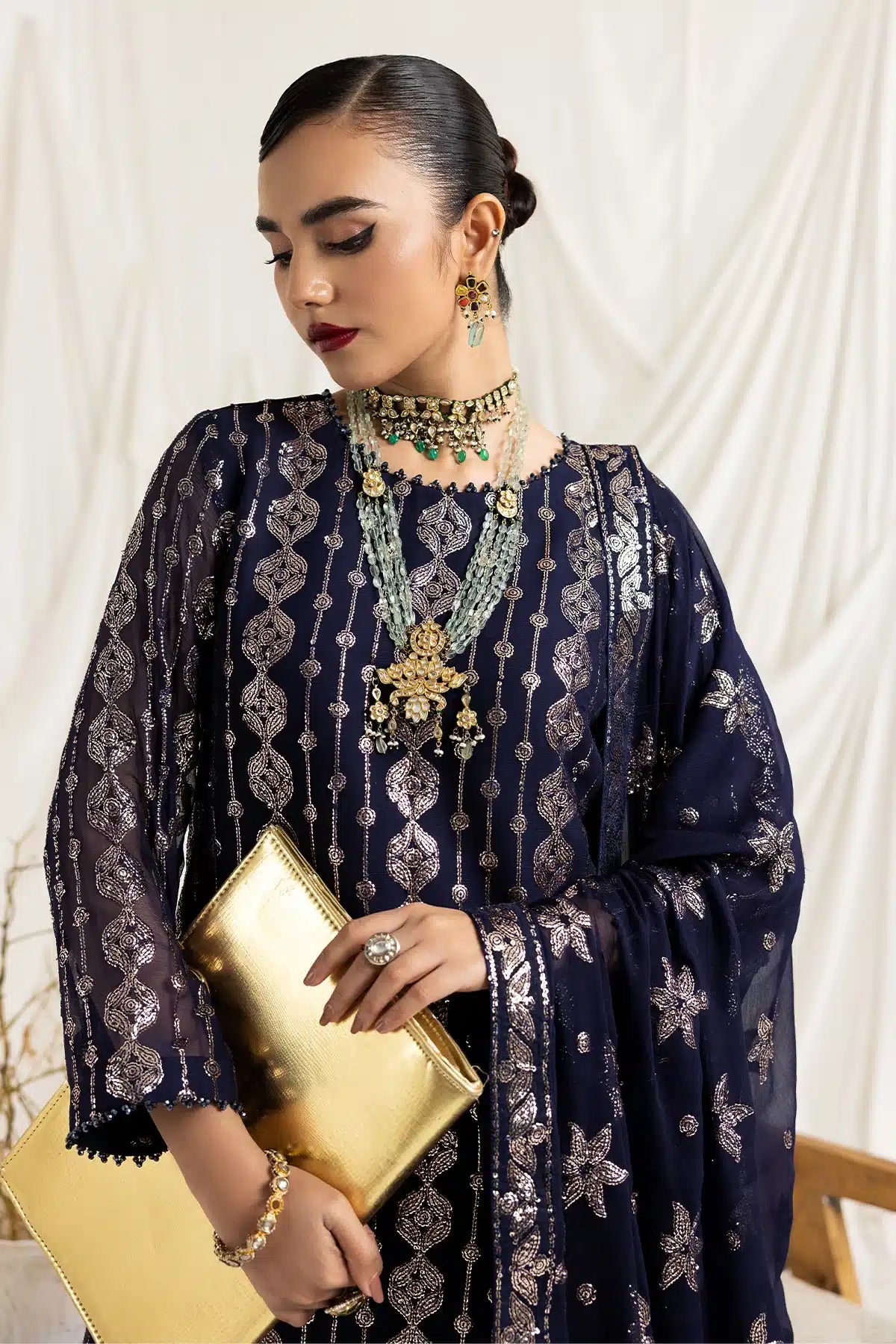 Alizeh | Dua Formals 23 | DUA-V02D01A- AIREEN(NAVY BLUE) - House Of Anaya