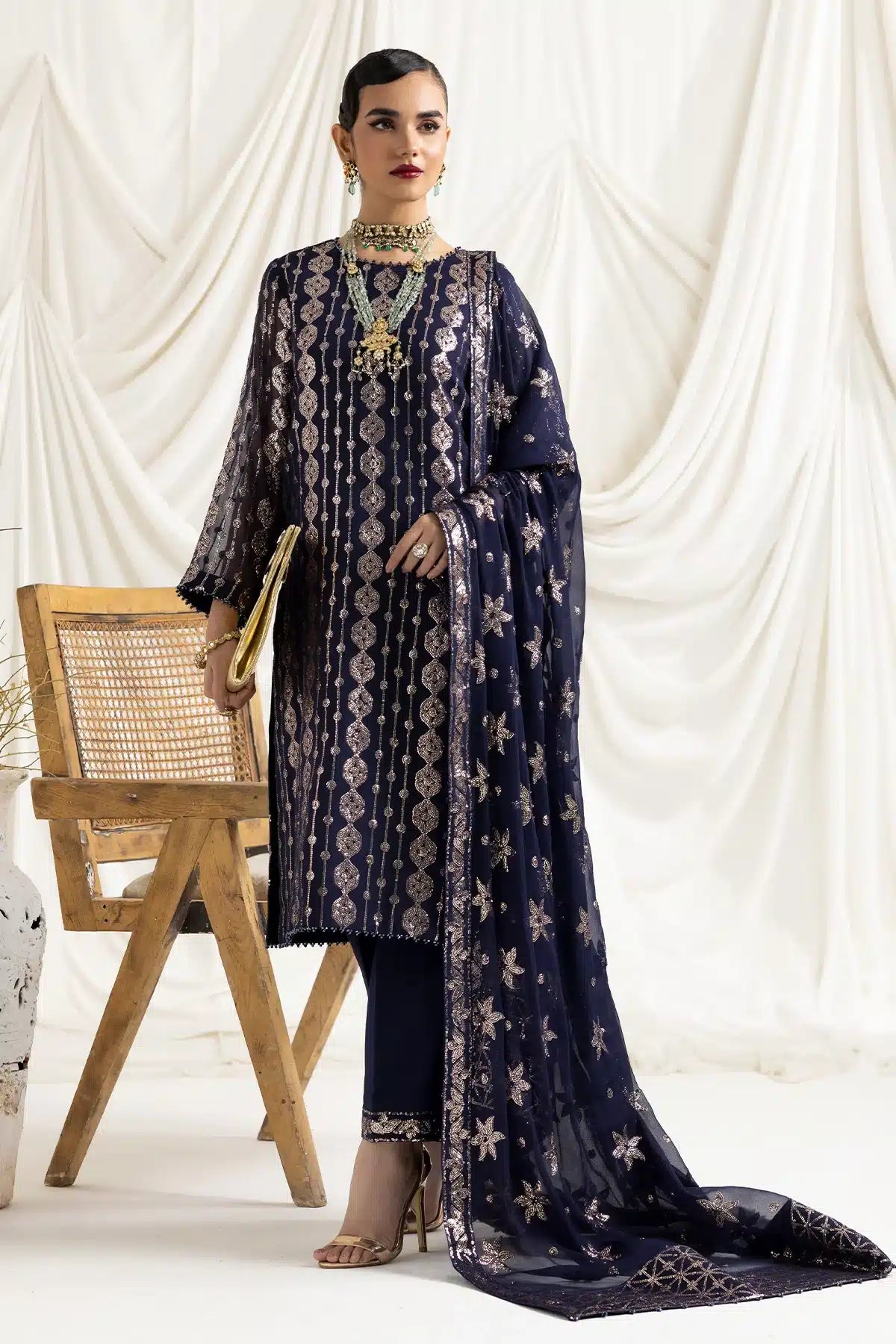Alizeh | Dua Formals 23 | DUA-V02D01A- AIREEN(NAVY BLUE) - House Of Anaya