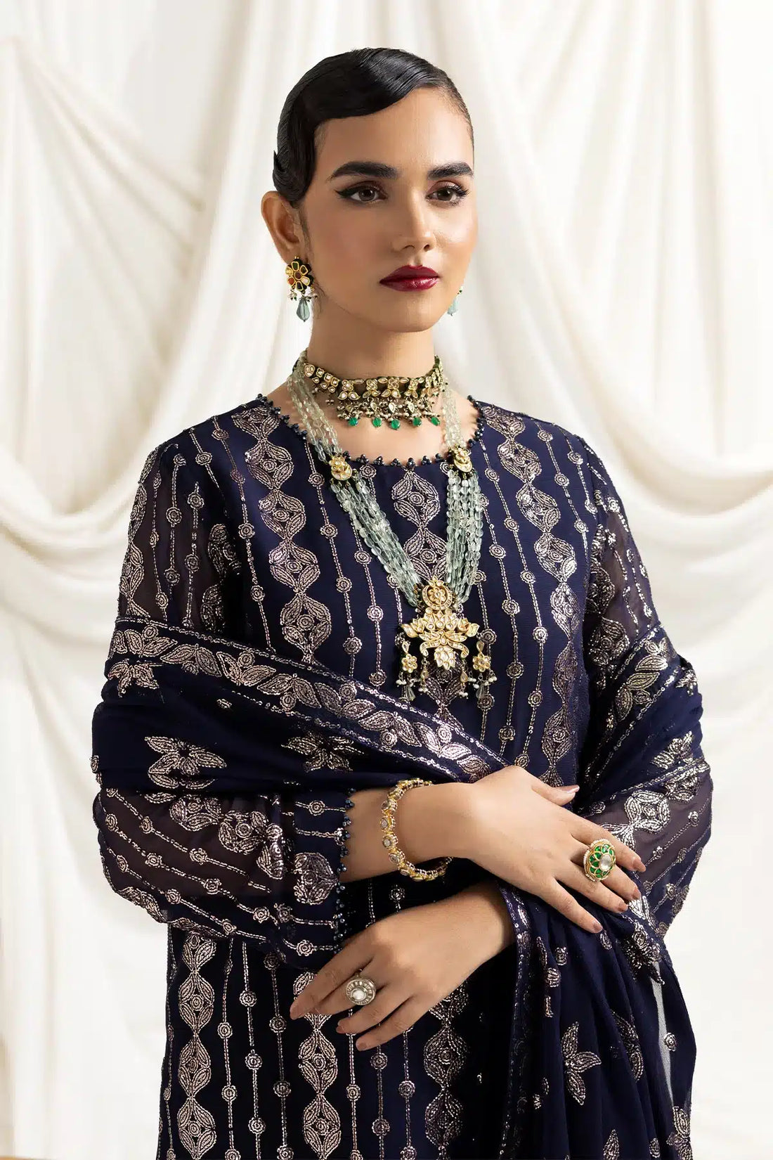 Alizeh | Dua Formals 23 | DUA-V02D01A- AIREEN(NAVY BLUE) - House Of Anaya