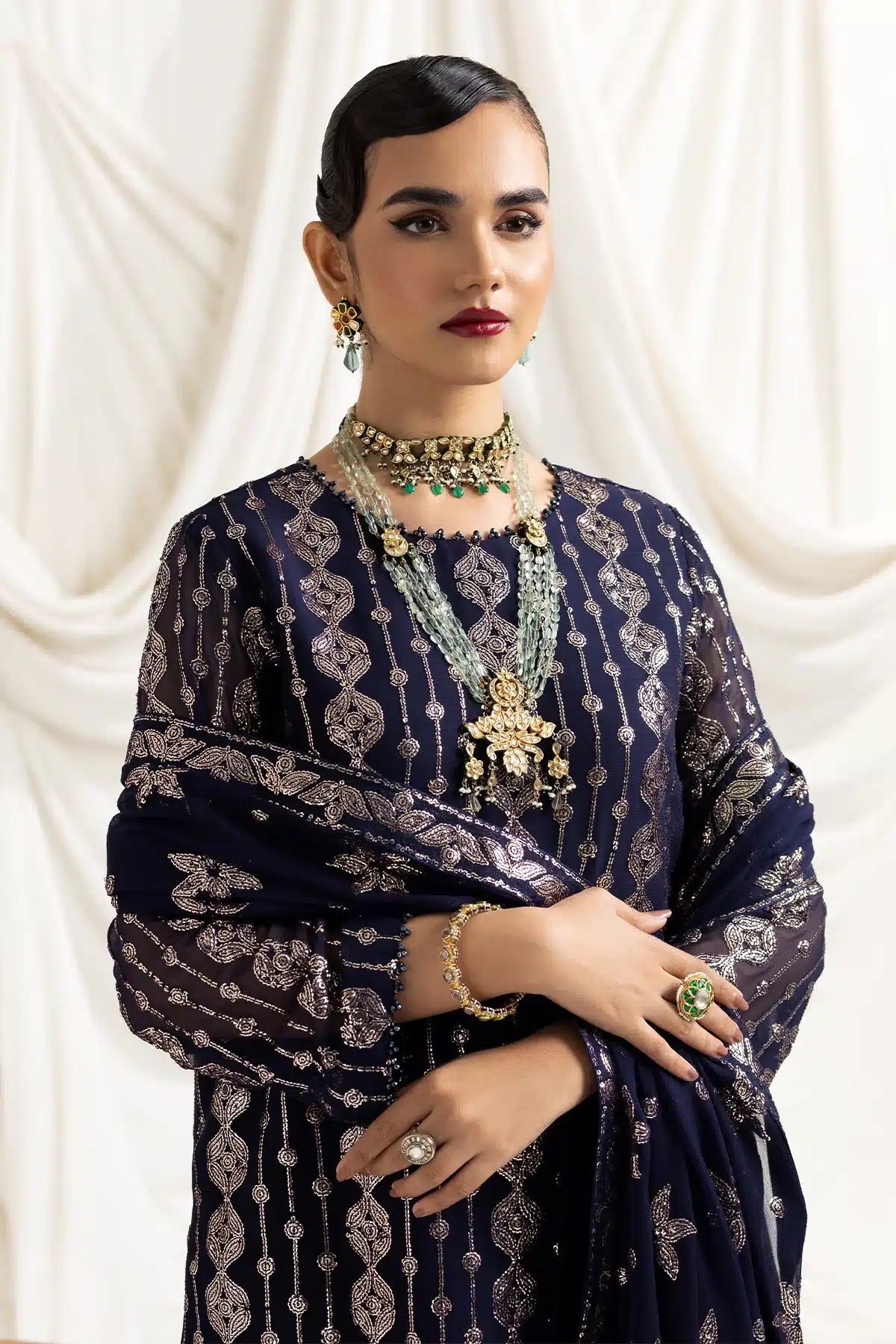 Alizeh | Dua Formals 23 | DUA-V02D01A- AIREEN(NAVY BLUE) - House Of Anaya