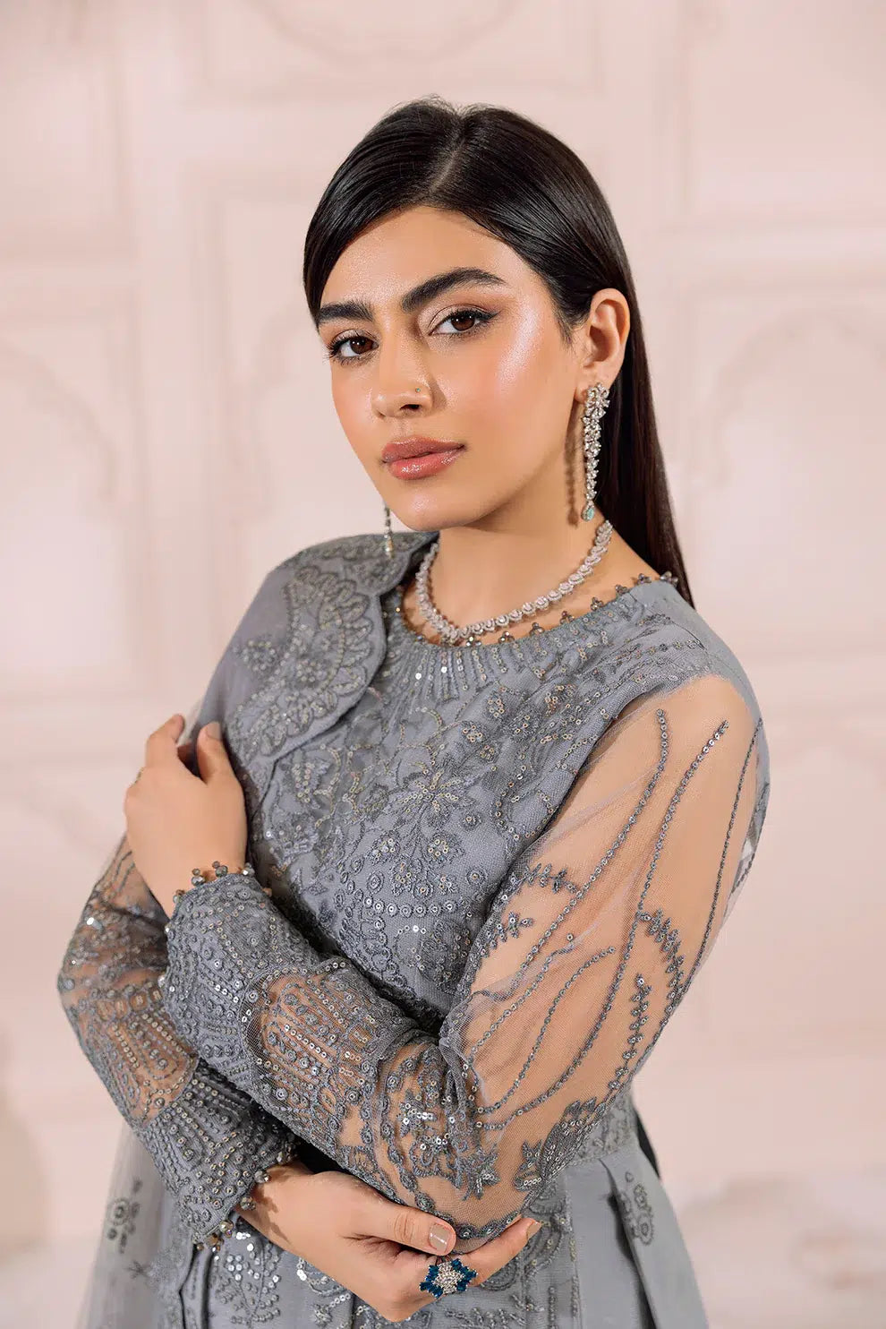 Alizeh | Dua Formals 23 | DUA-V01D01B- KHIRAD ( Black ) - House Of Anaya