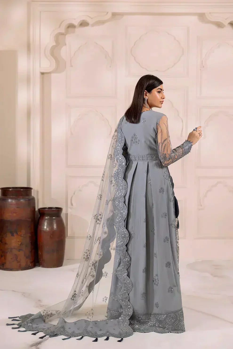 Alizeh | Dua Formals 23 | DUA-V01D01B- KHIRAD ( Black ) - House Of Anaya