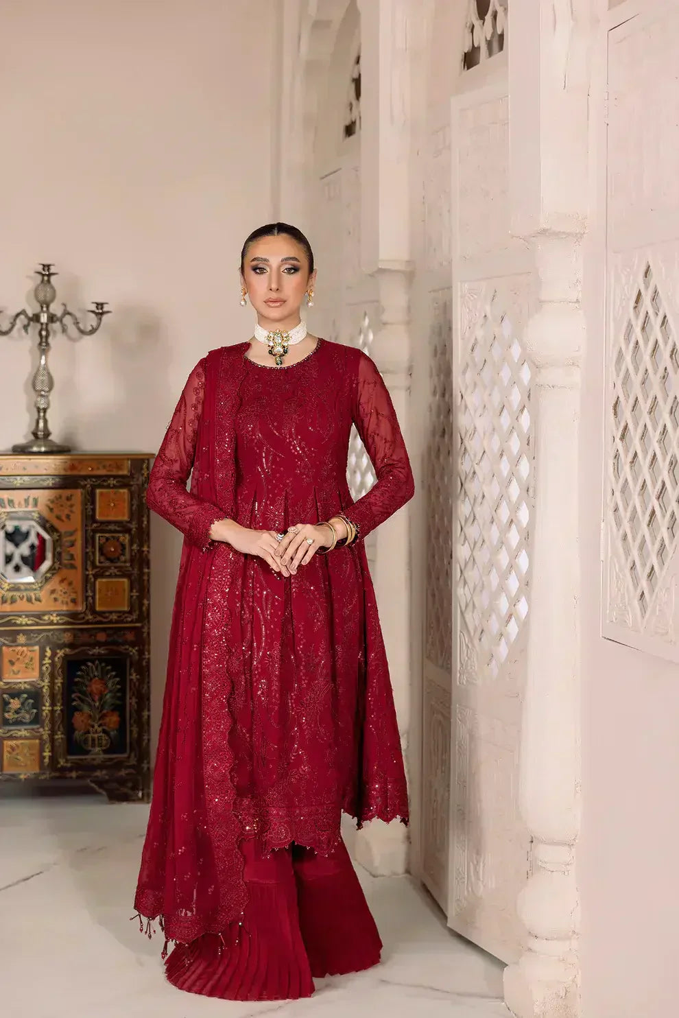 Alizeh | Dua Formals 23 | DUA-V01D03B- SYLVI ( RED ) - House Of Anaya