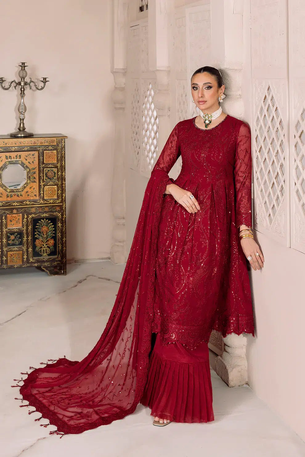 Alizeh | Dua Formals 23 | DUA-V01D03B- SYLVI ( RED ) - House Of Anaya