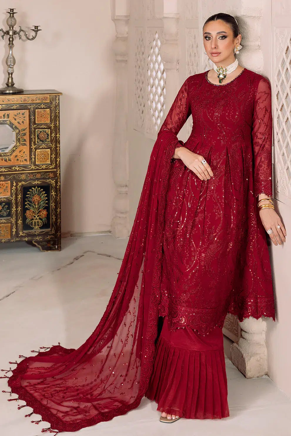 Alizeh | Dua Formals 23 | DUA-V01D03B- SYLVI ( RED ) - House Of Anaya