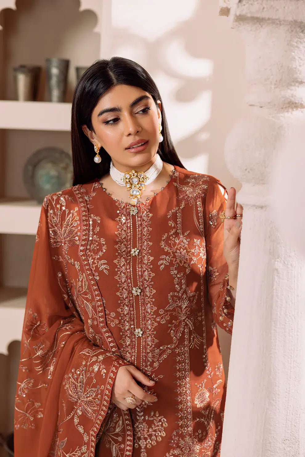 Alizeh | Dua Formals 23 | DUA-V01D02A- LYRA ( RUST ) - House Of Anaya