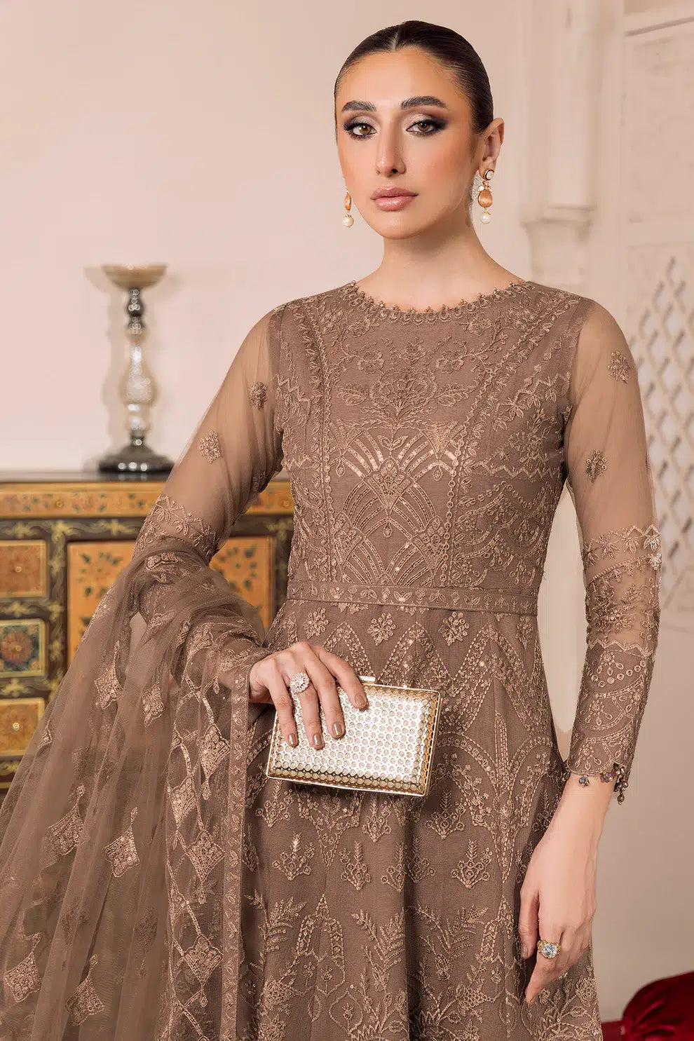 Alizeh | Dua Formals 23 | DUA-V01D05B- RYAN ( BEIGE ) - House Of Anaya