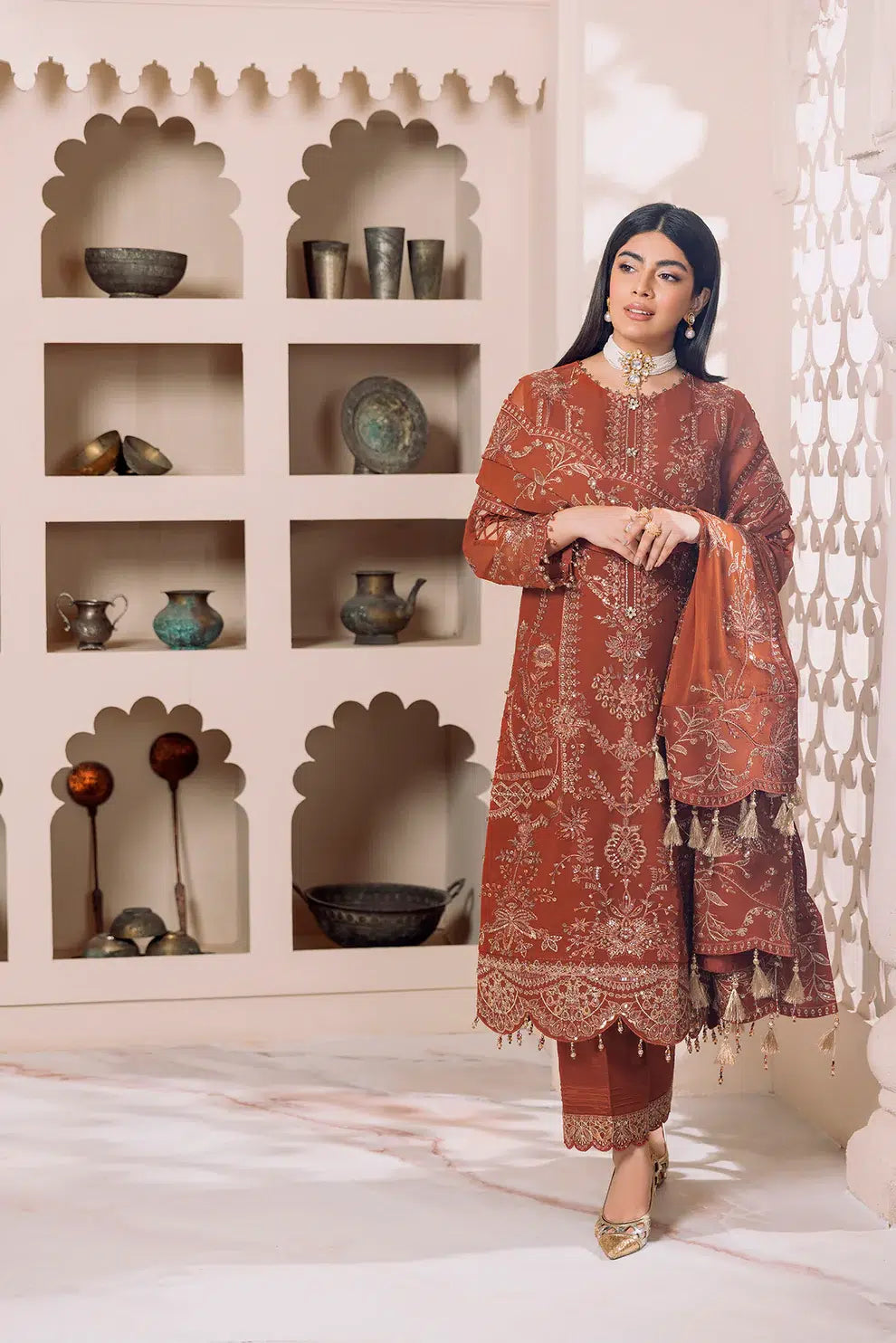 Alizeh | Dua Formals 23 | DUA-V01D02A- LYRA ( RUST ) - House Of Anaya