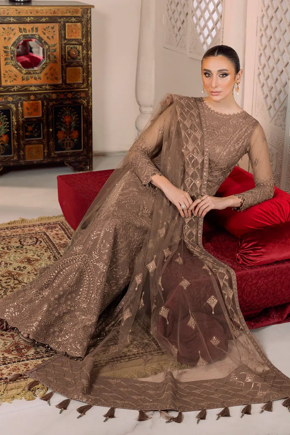 Alizeh | Dua Formals 23 | DUA-V01D05B- RYAN ( BEIGE ) - House Of Anaya