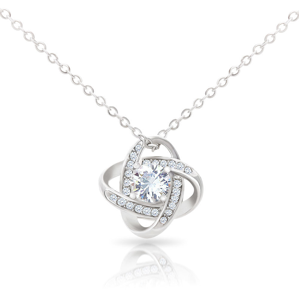 Love Knot Necklace for Valentines , Birthdays and Weddings with Beautiful Custom Message - Riwayat-e-khas