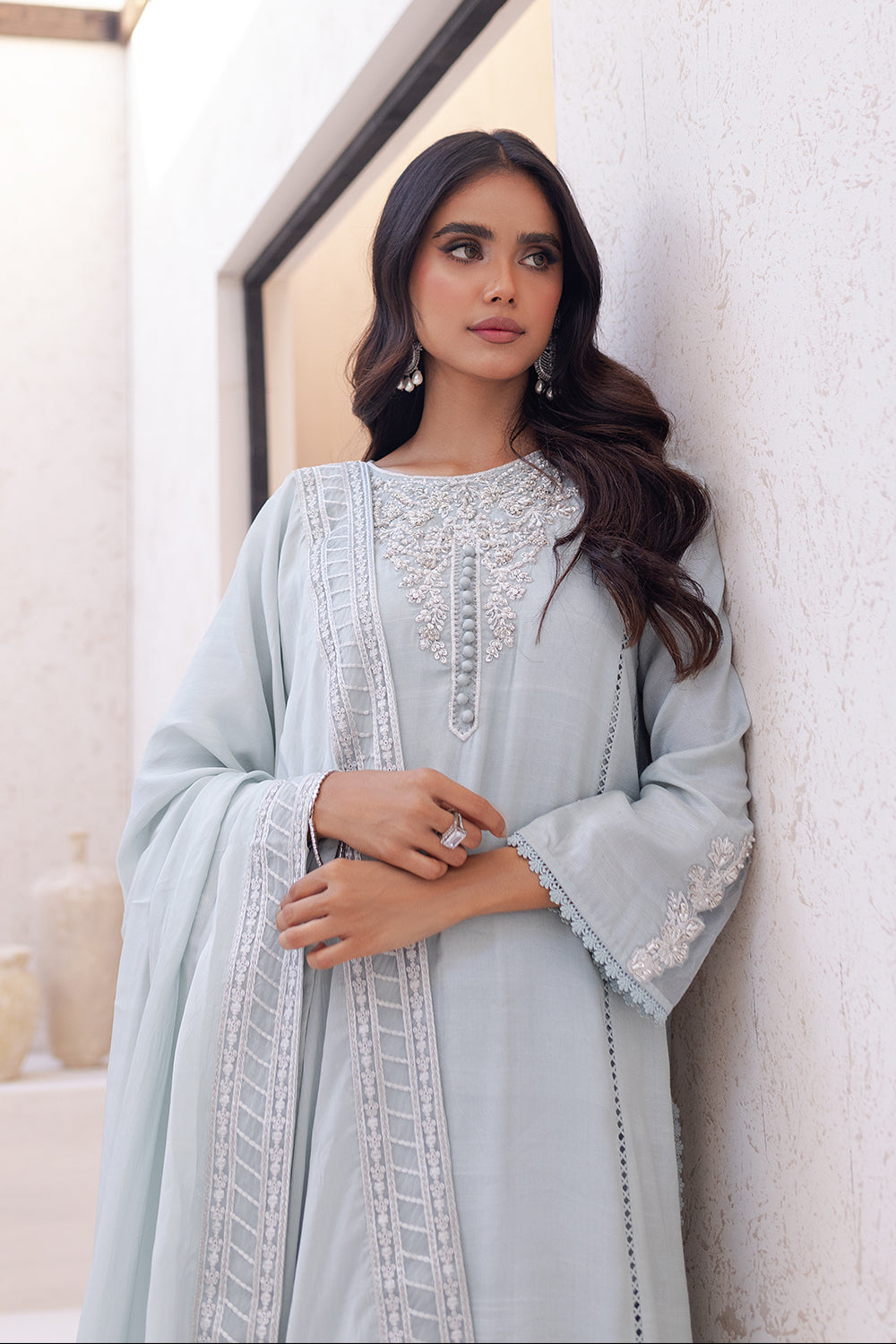 Azure | Ensembles Embroidered Formals | Moss Melody - House of Zarish