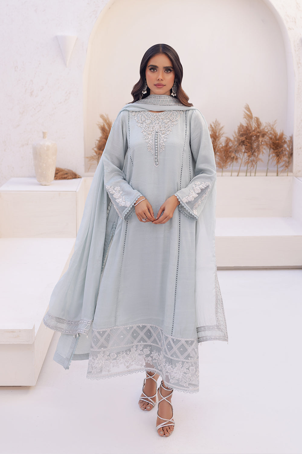 Azure | Ensembles Embroidered Formals | Moss Melody - House of Zarish