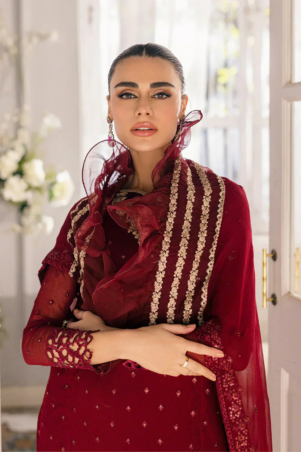 Azure | Ensembles Embroidered Formals | Garnet Glam - House of Zarish