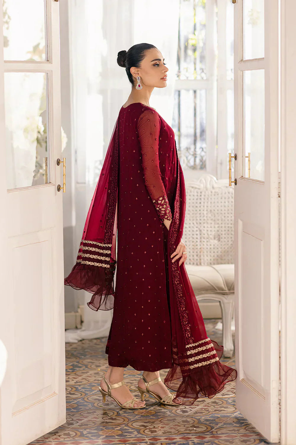 Azure | Ensembles Embroidered Formals | Garnet Glam - House of Zarish