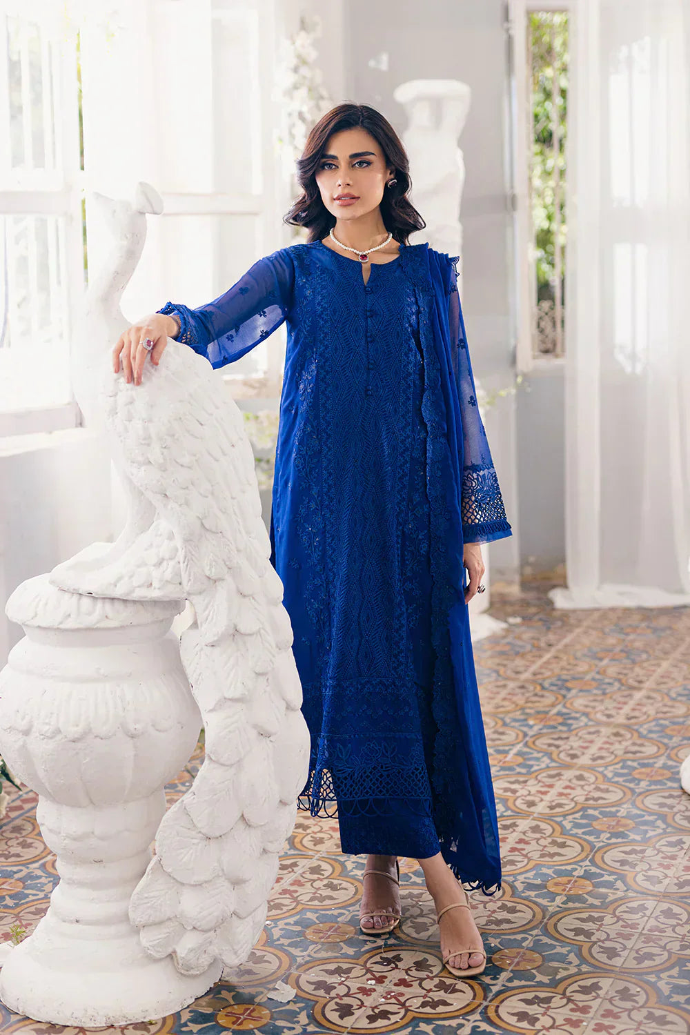 Azure | Ensembles Embroidered Formals | Iris Charm - House of Zarish