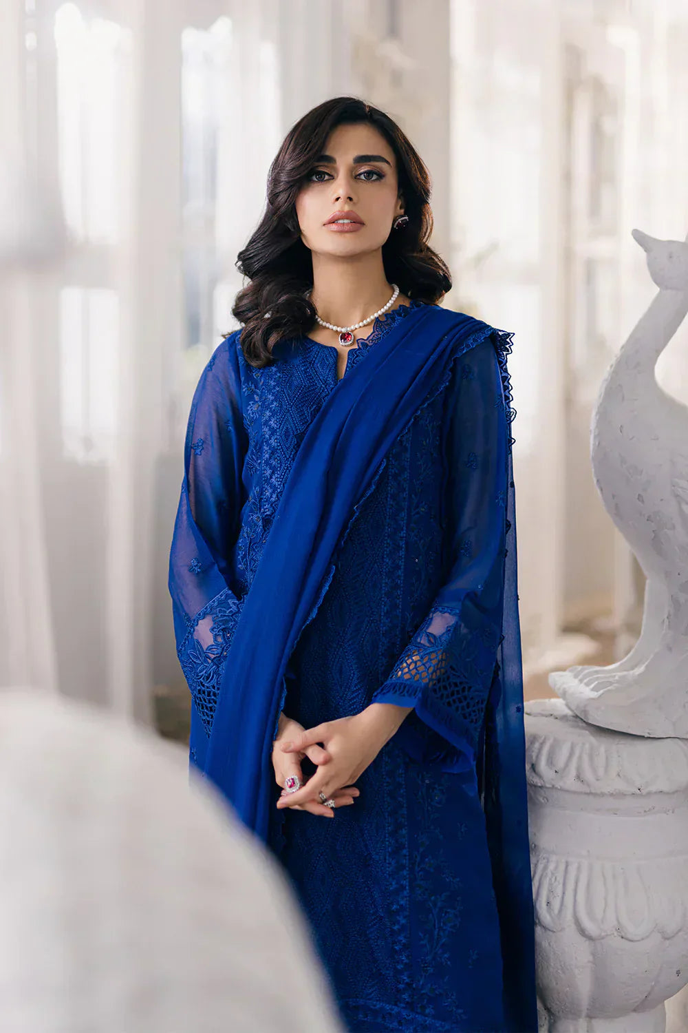 Azure | Ensembles Embroidered Formals | Iris Charm - House of Zarish