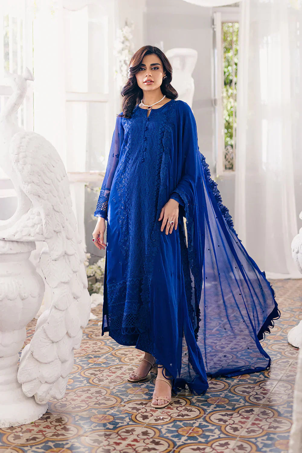Azure | Ensembles Embroidered Formals | Iris Charm - House of Zarish