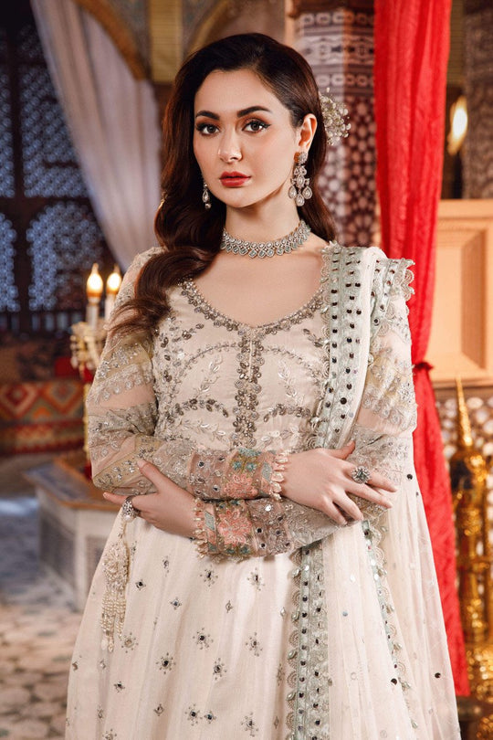 NEW MARIA B -Pearl White and Peachy Silver (BD-2502) - Riwayat-e-khas