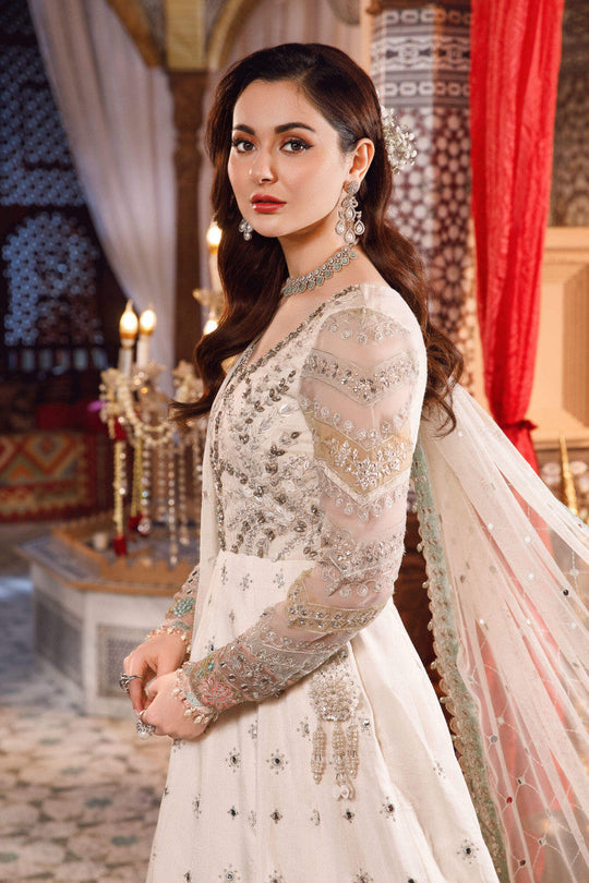 NEW MARIA B -Pearl White and Peachy Silver (BD-2502) - Riwayat-e-khas