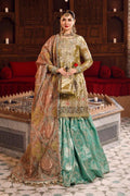 MARIA.B-MBROIDERED - Salmon and Leaf Green (BD-2503) - House Of Anaya
