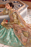 MARIA.B-MBROIDERED - Salmon and Leaf Green (BD-2503) - House Of Anaya