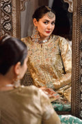 MARIA.B-MBROIDERED - Salmon and Leaf Green (BD-2503) - House Of Anaya