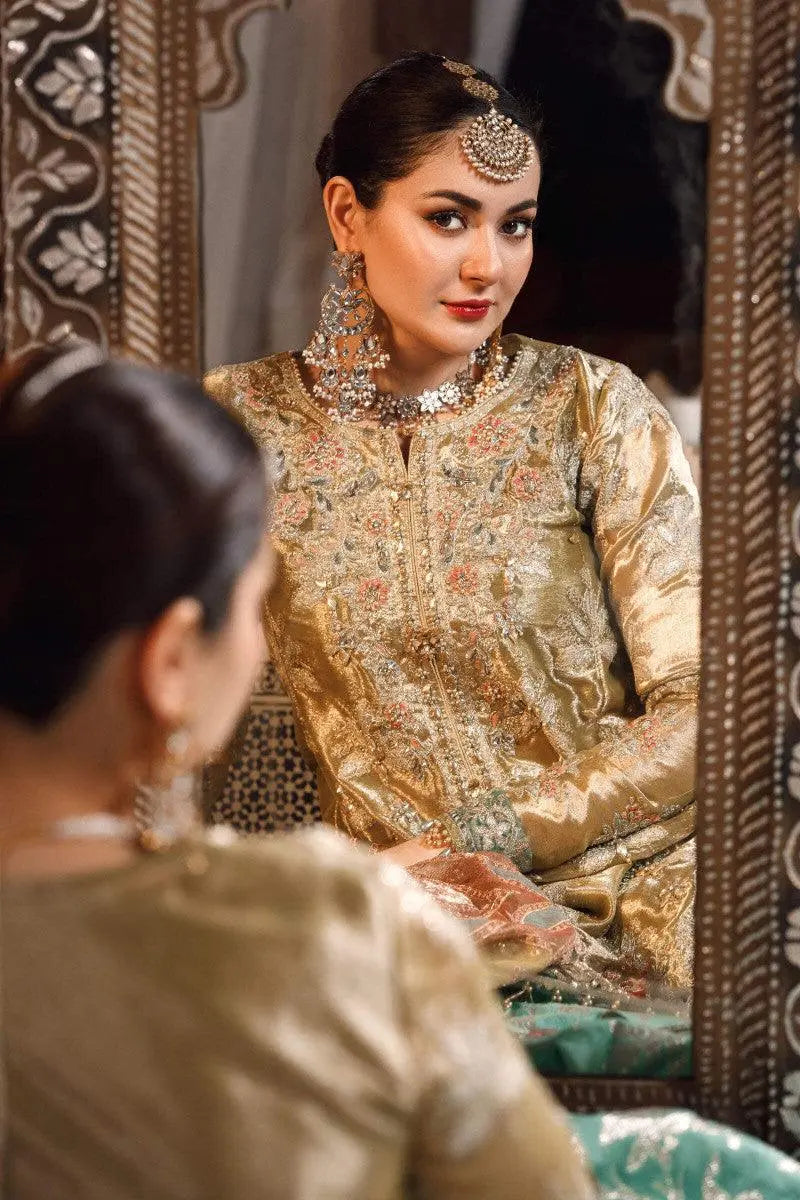 MARIA.B-MBROIDERED - Salmon and Leaf Green (BD-2503) - House Of Anaya