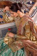 MARIA.B-MBROIDERED - Salmon and Leaf Green (BD-2503) - House Of Anaya