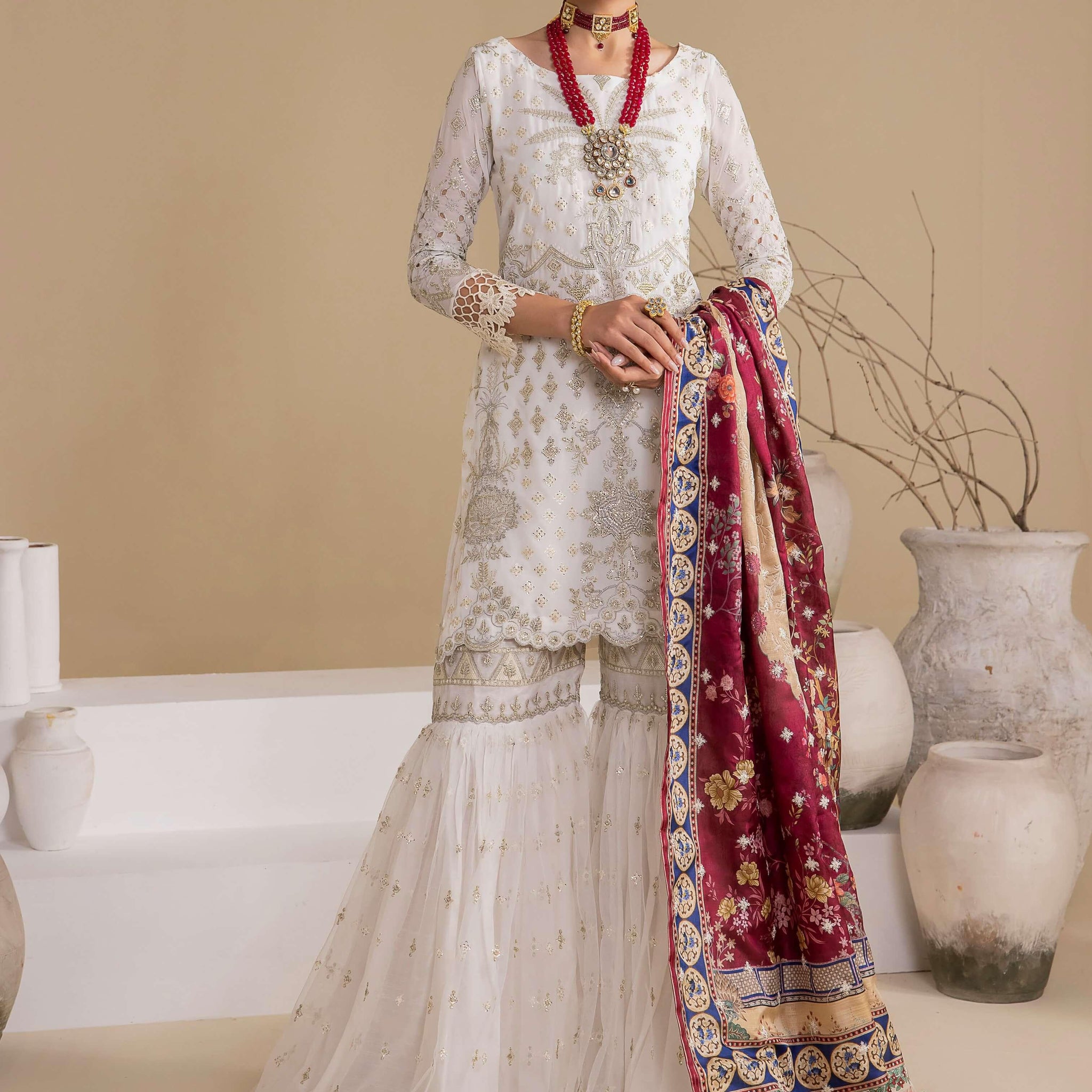 IZNIK Chinon Vol-03 Embroidered Chiffon 3Pc Suit CC-24 Bianca - House Of Anaya
