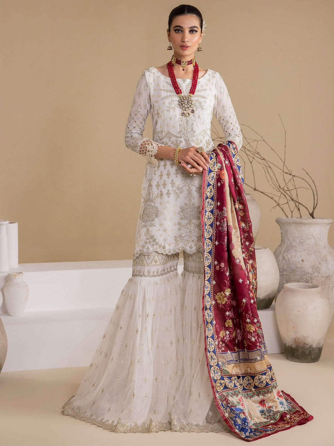IZNIK Chinon Vol-03 Embroidered Chiffon 3Pc Suit CC-24 Bianca - House Of Anaya