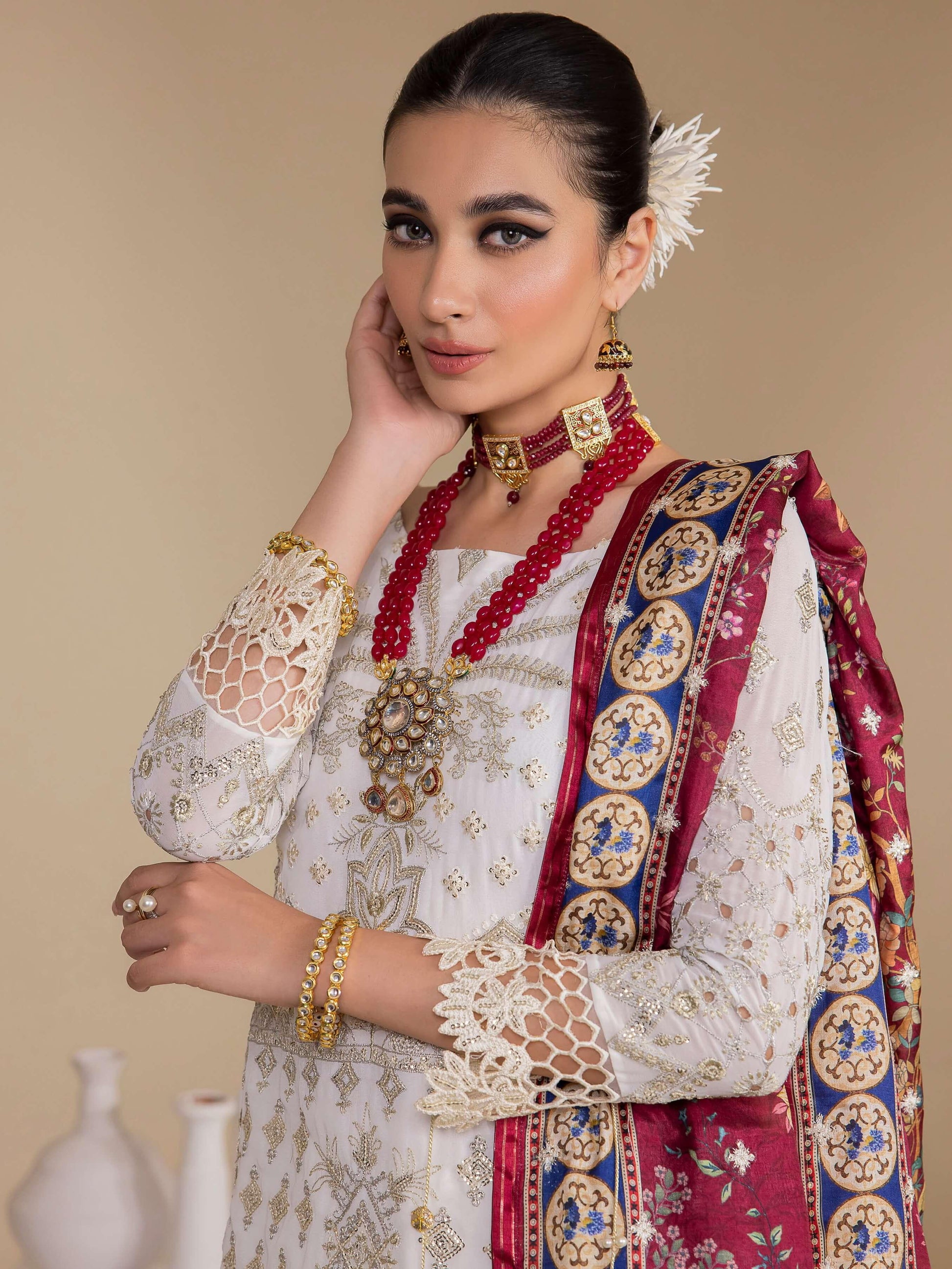 IZNIK Chinon Vol-03 Embroidered Chiffon 3Pc Suit CC-24 Bianca - House Of Anaya