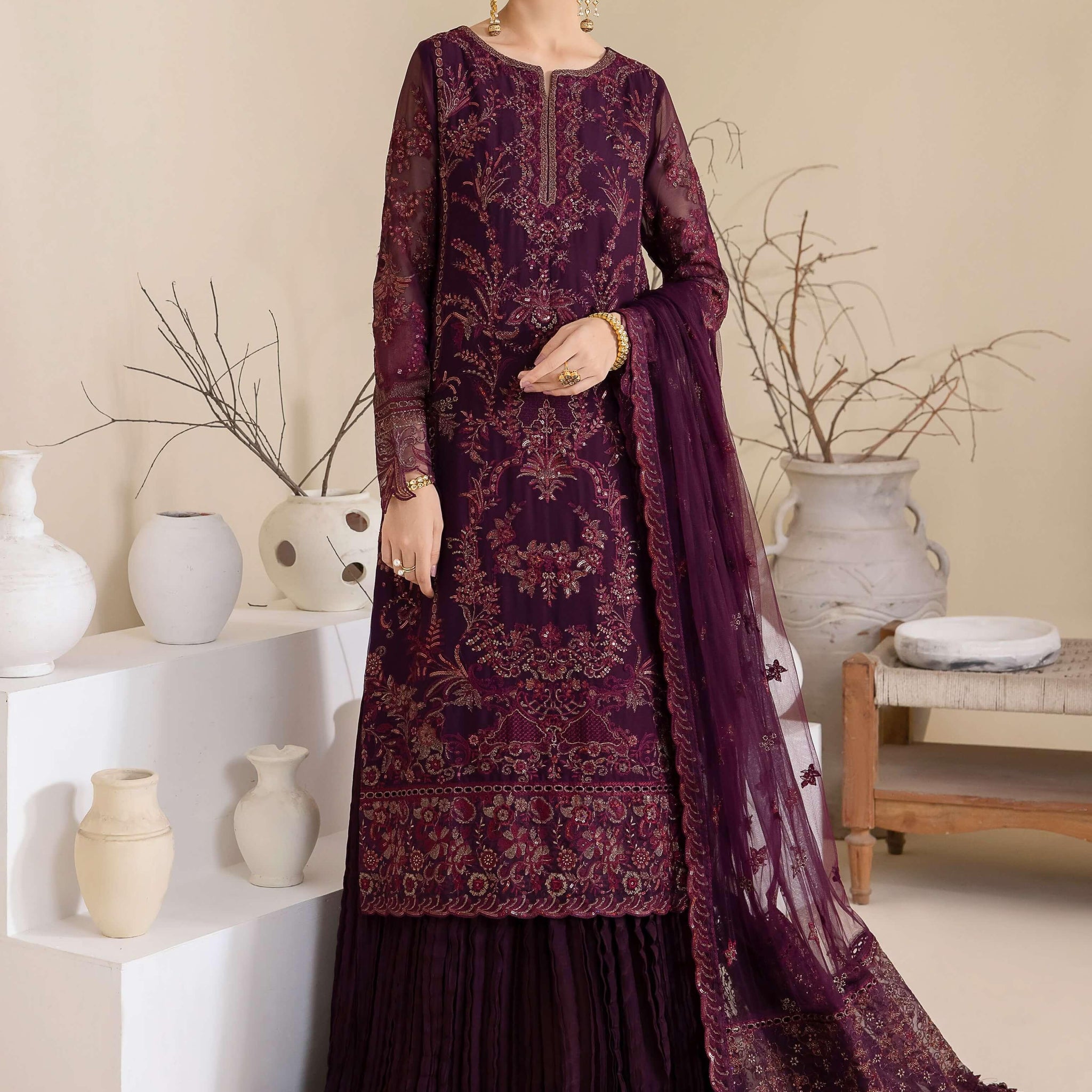 IZNIK Chinon Vol-03 Embroidered Chiffon 3Pc Suit CC-28 Keeya - House Of Anaya