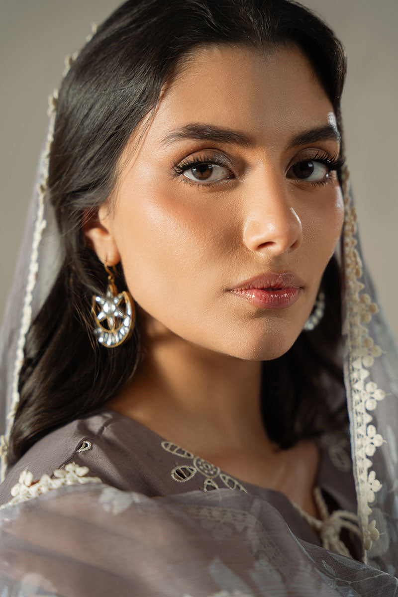 Cross Stitch | Chikankari Lawn 25 | WHISPER ASH - House Of Anaya