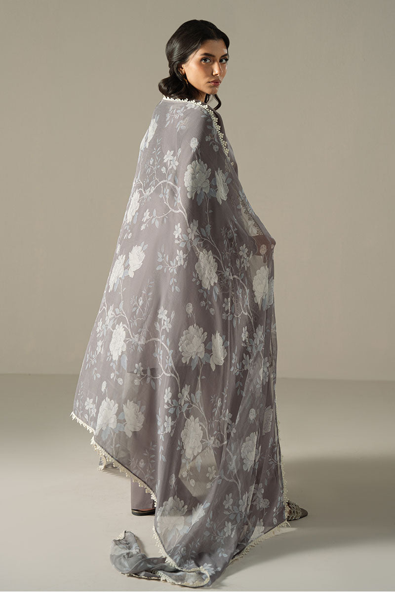 Cross Stitch | Chikankari Lawn 25 | WHISPER ASH - House Of Anaya