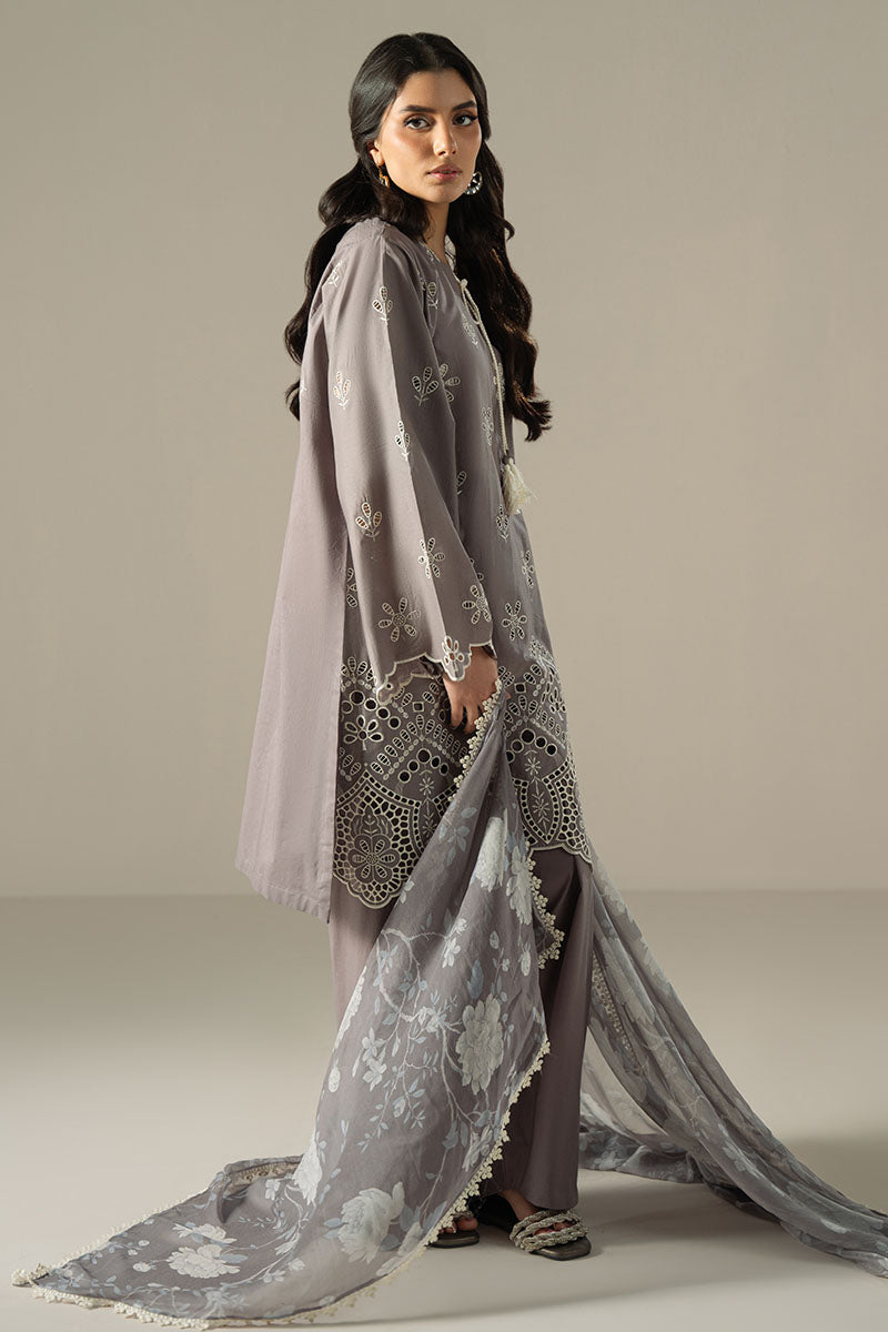 Cross Stitch | Chikankari Lawn 25 | WHISPER ASH - House Of Anaya