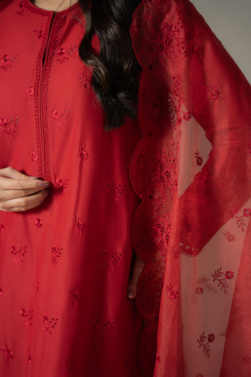Cross Stitch | Chikankari Lawn 25 | CARMINE GRIS - House Of Anaya