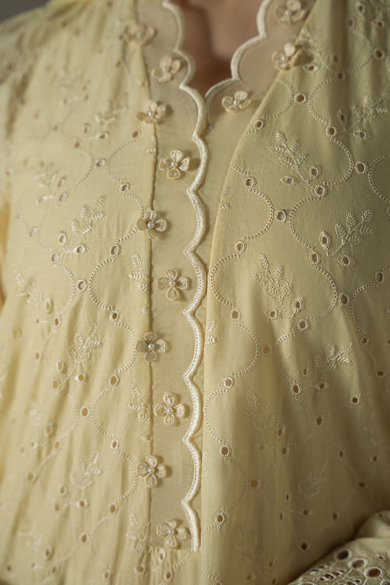 Cross Stitch | Chikankari Lawn 25 | LEMON ZEST - House Of Anaya