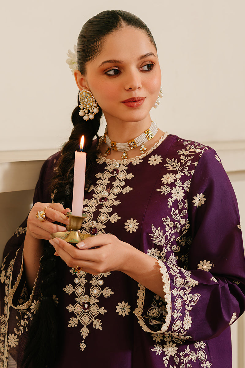 Cross Stitch | Eid Lawn 24 | PLUM GRAIN - House Of Anaya