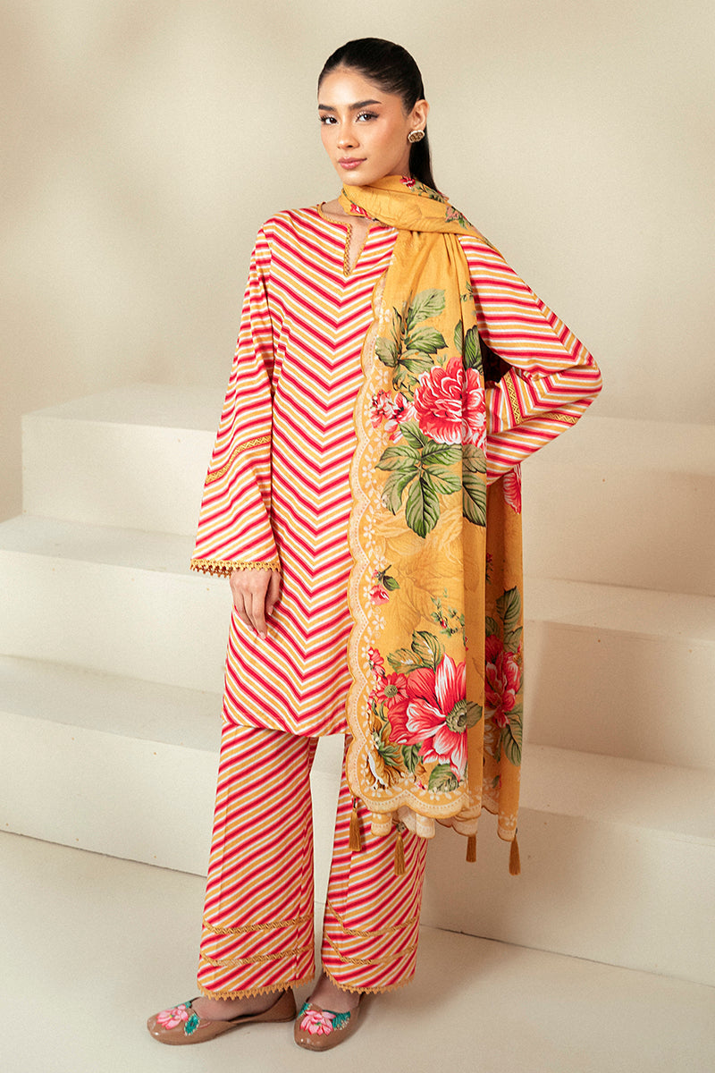 Cross Stitch | Daily Lawn 24 | GOLDEN ROSADO-3 PIECE LAWN SUIT - House Of Anaya