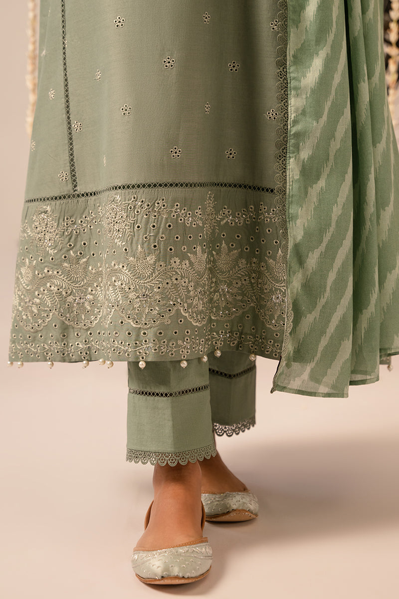 Cross Stitch | Mahiri Embroidered Collection 24 | Sage Green - House Of Anaya