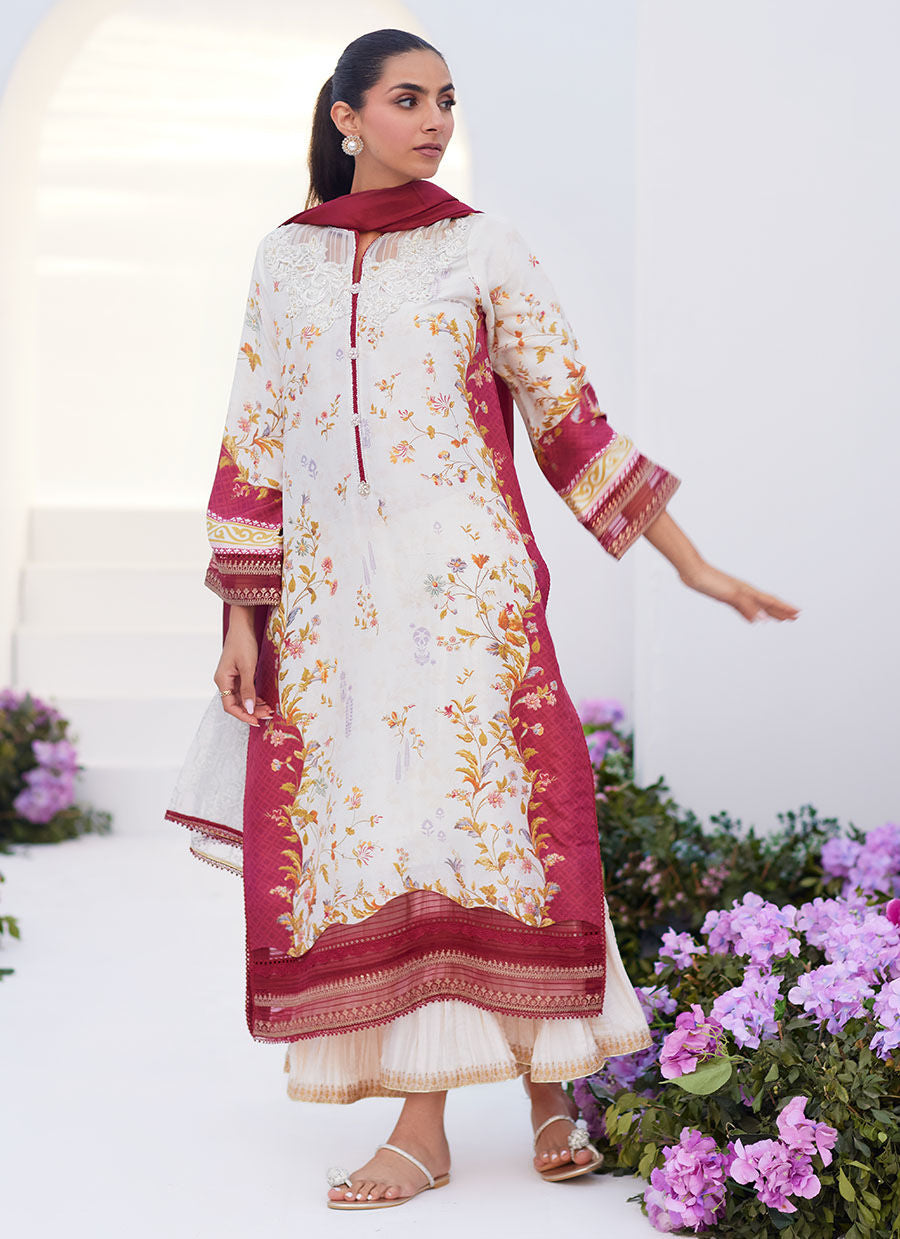 Farah Talib Aziz | Zaza Prints 24 | SANGRIA TRELLIS SHIRT AND DUPATTA - House Of Anaya