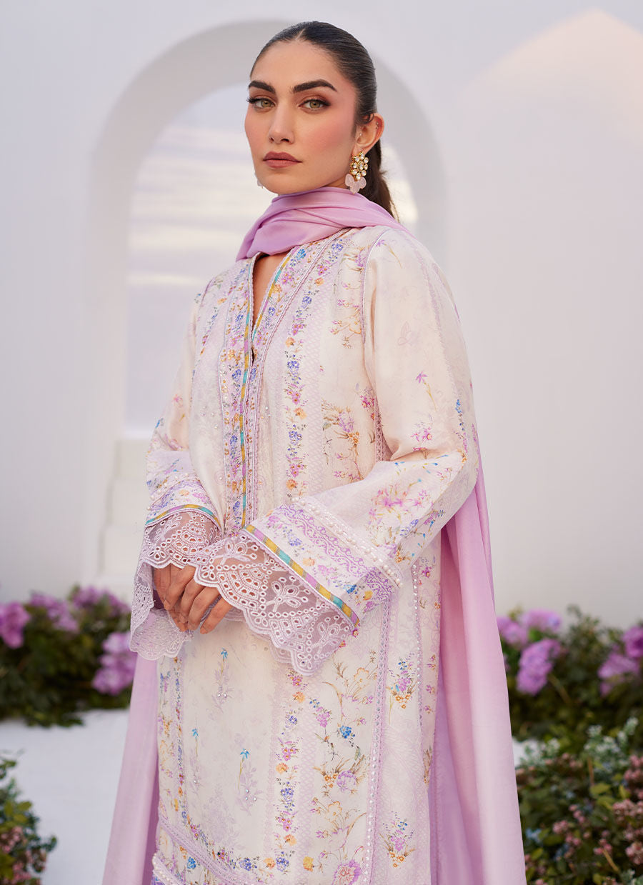 Farah Talib Aziz | Zaza Prints 24 | HEATHER LAVENDER SHIRT AND DUPATTA - House Of Anaya