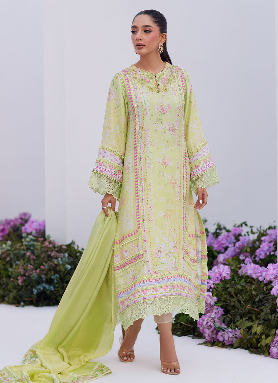 Farah Talib Aziz | Zaza Prints 24 | KELLY LIME SHIRT AND DUPATTA - House Of Anaya