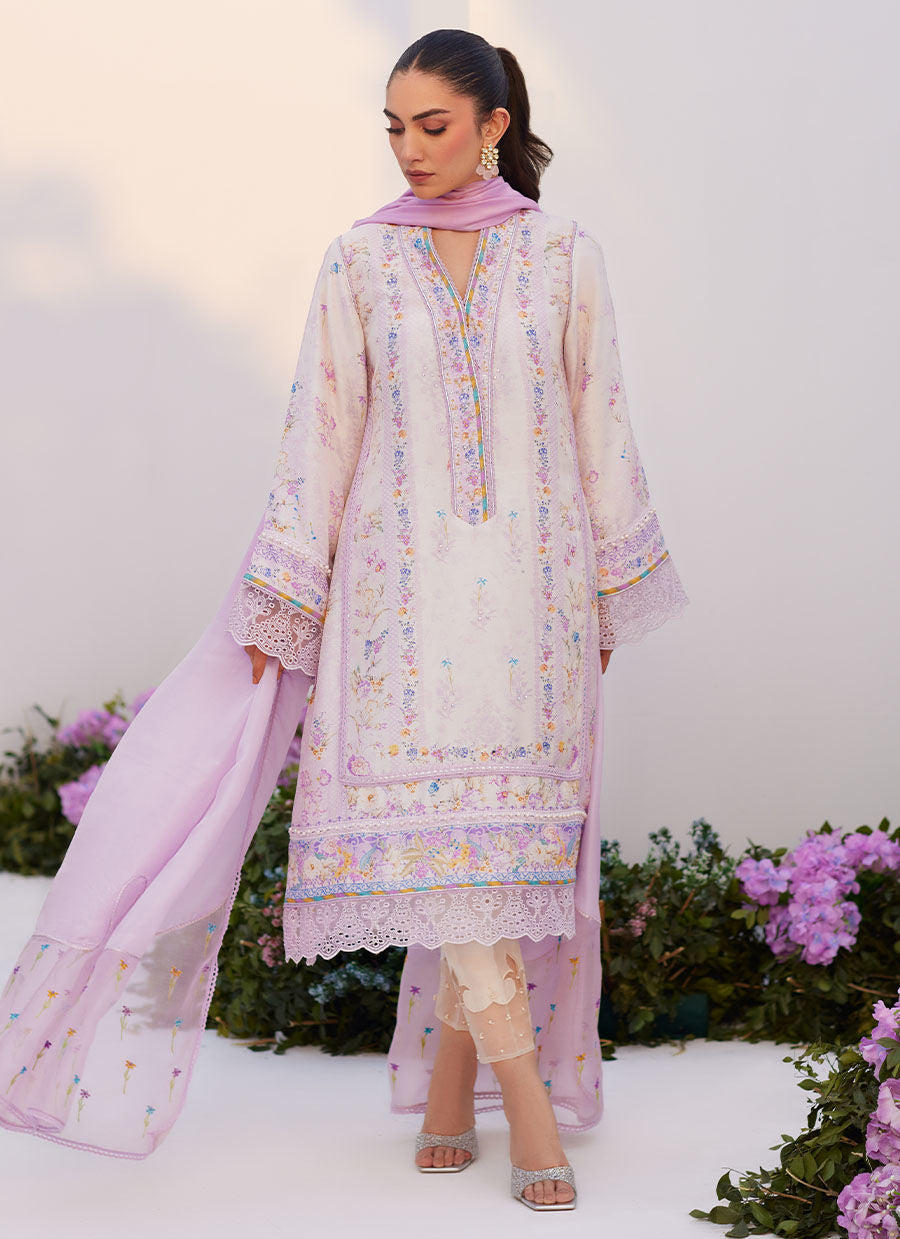 Farah Talib Aziz | Zaza Prints 24 | HEATHER LAVENDER SHIRT AND DUPATTA - House Of Anaya