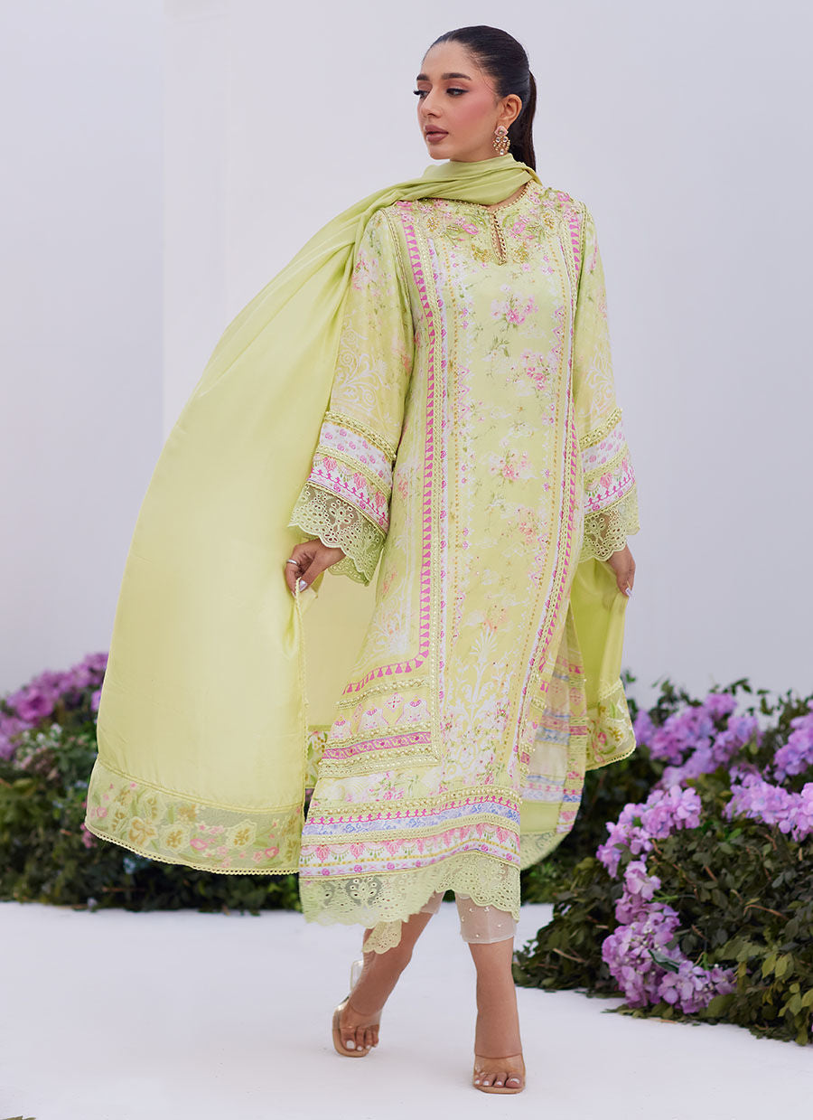 Farah Talib Aziz | Zaza Prints 24 | KELLY LIME SHIRT AND DUPATTA - House Of Anaya