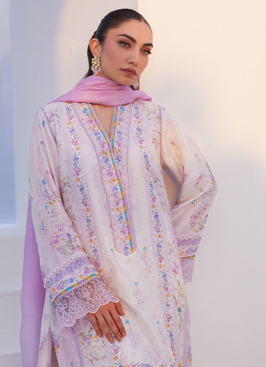 Farah Talib Aziz | Zaza Prints 24 | HEATHER LAVENDER SHIRT AND DUPATTA - House Of Anaya