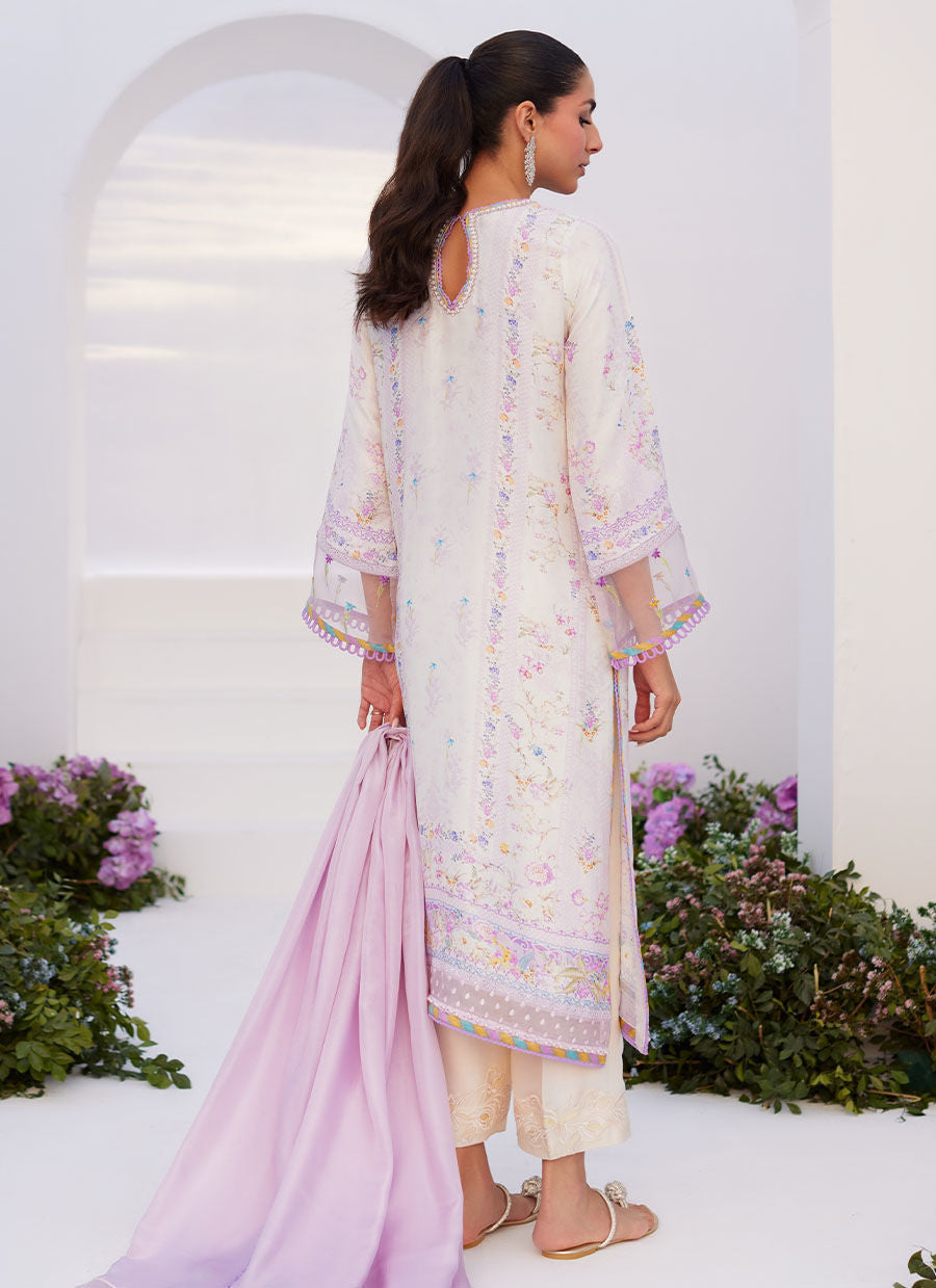 Farah Talib Aziz | Zaza Prints 24 | THISTLE LILAC SHIRT AND DUPATTA - House Of Anaya