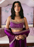 Farah Talib Aziz | Mayna Festive Luxe | AIGUL AUBERGINE SAREE - House Of Anaya